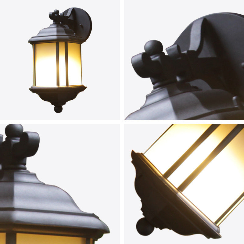 Hexagon Round Glass Aluminum Outdoor Light