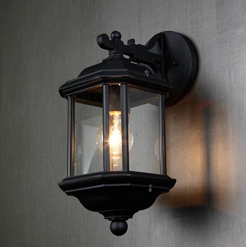 Hexagon Round Glass Aluminum Outdoor Light