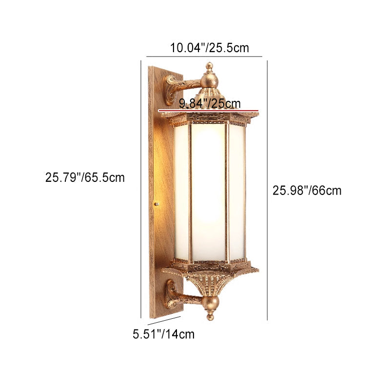 Hexagonal Rectangle Glass Iron Outdoor Light