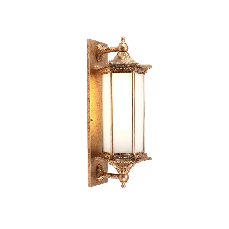 Hexagonal Rectangle Glass Iron Outdoor Light