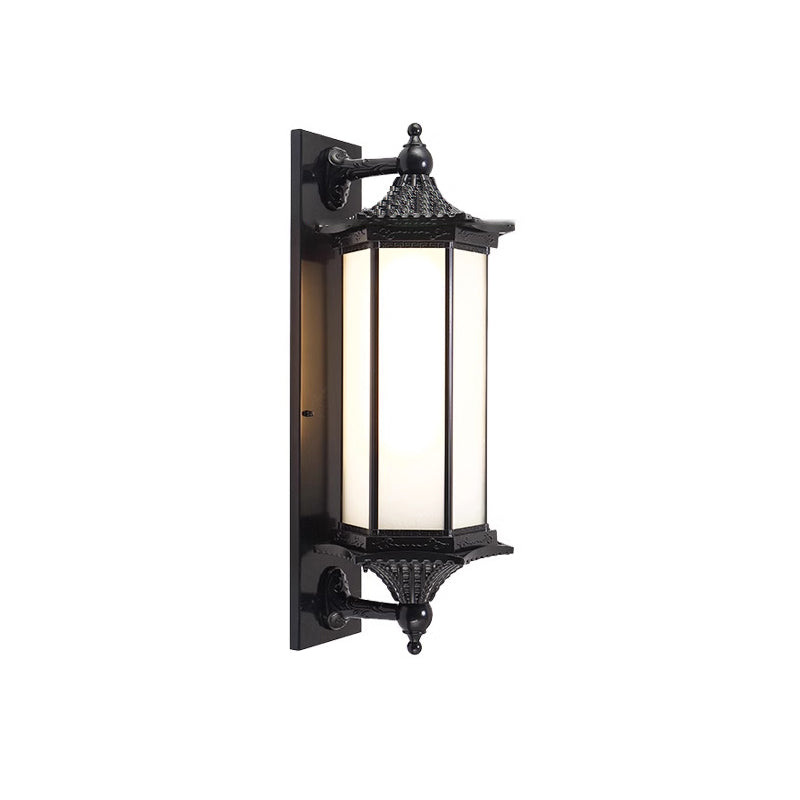 Hexagonal Rectangle Glass Iron Outdoor Light