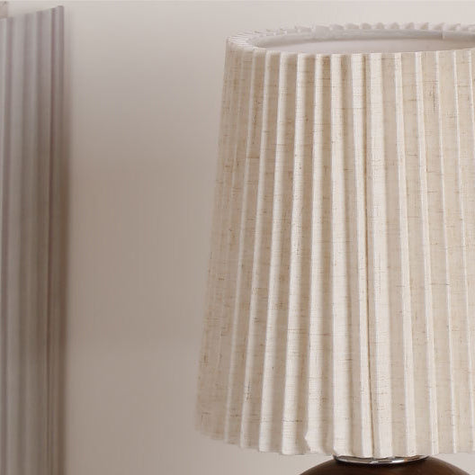 Cylinder Conical Fabric Ceramic Table Lamp