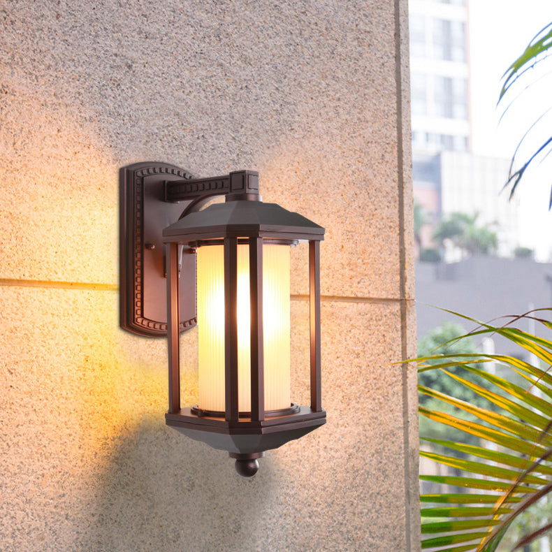 Square Cylinder Glass Aluminum Outdoor Light