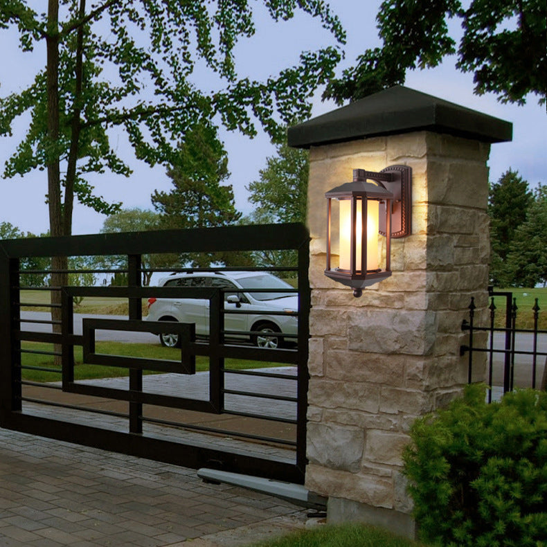 Square Cylinder Glass Aluminum Outdoor Light