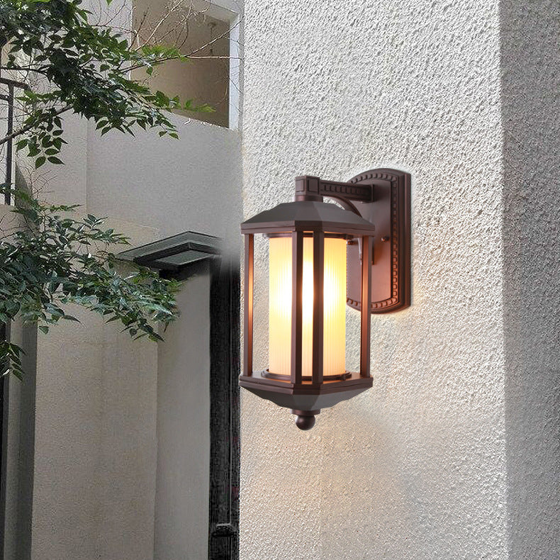 Square Cylinder Glass Aluminum Outdoor Light
