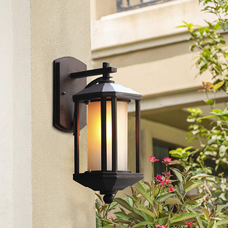 Square Cylinder Glass Aluminum Outdoor Light