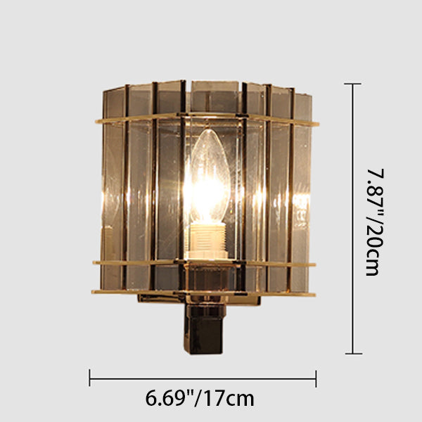 Round Cylinder Glass Iron Wall Lamp
