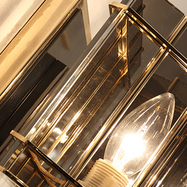 Round Cylinder Glass Iron Wall Lamp