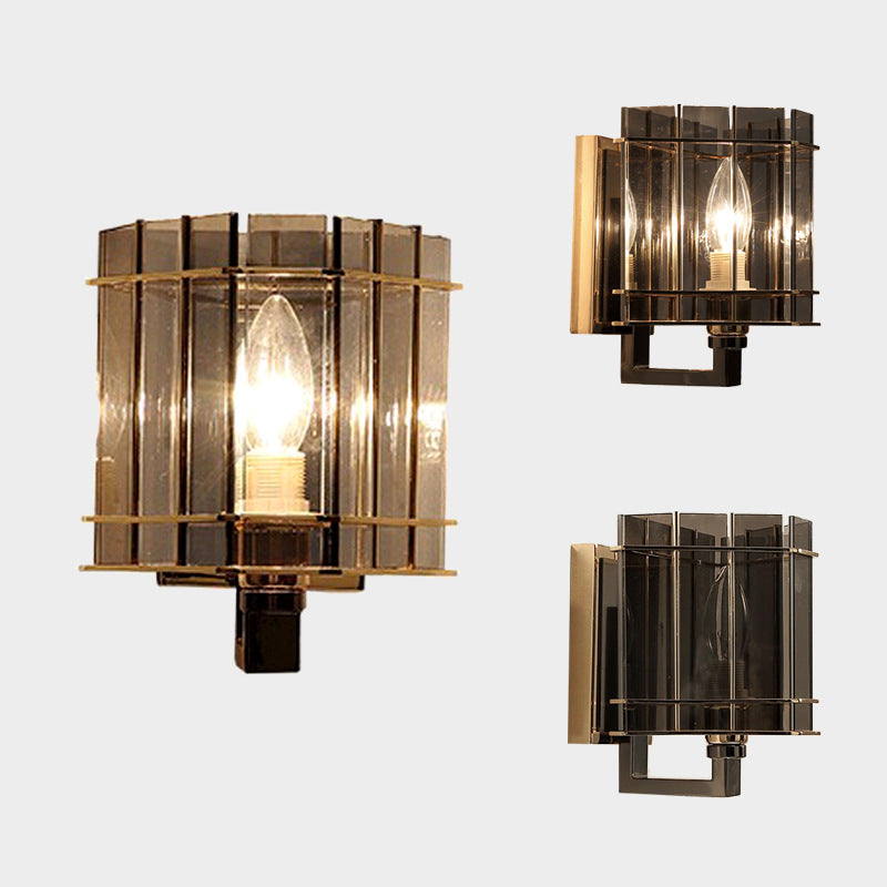 Round Cylinder Glass Iron Wall Lamp