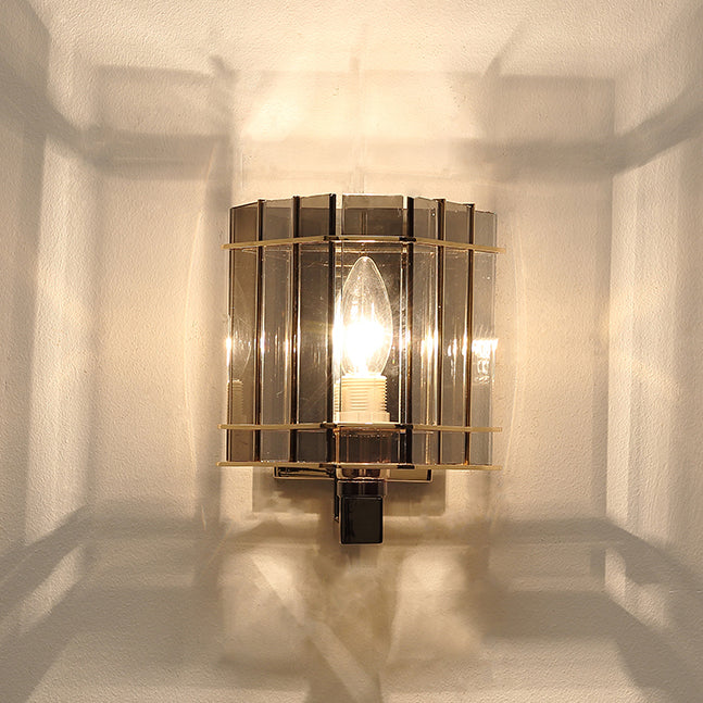 Round Cylinder Glass Iron Wall Lamp