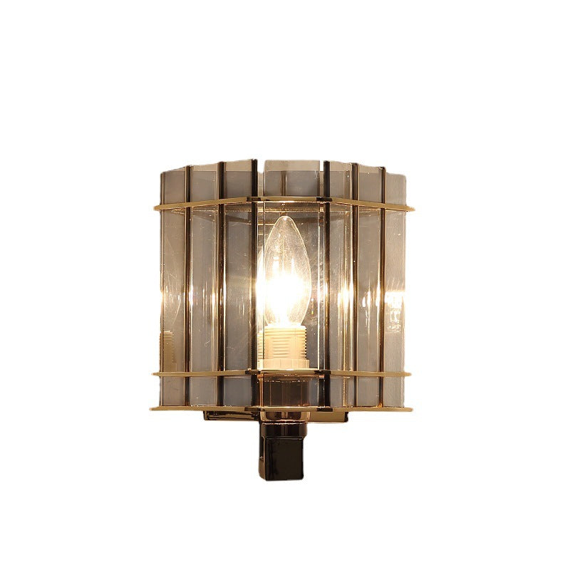 Round Cylinder Glass Iron Wall Lamp