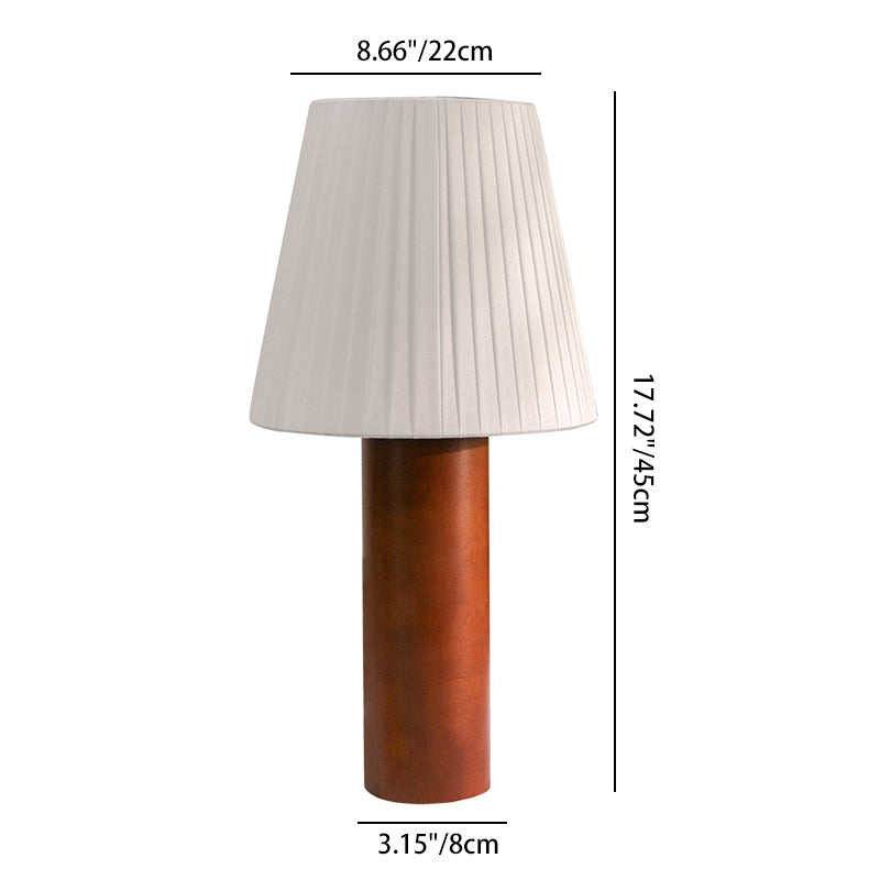 Cylinder Round Fabric Rubberwood Table Lamp