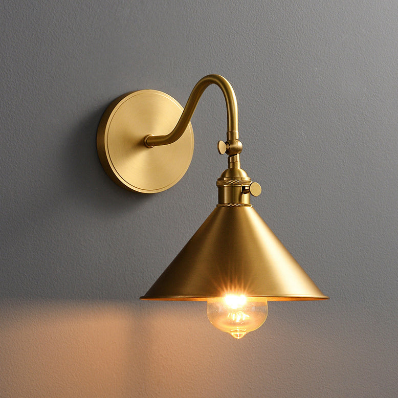 Conical Round Bent Brass Wall Lamp