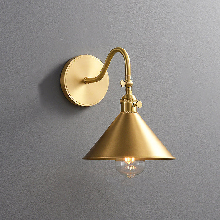 Conical Round Bent Brass Wall Lamp