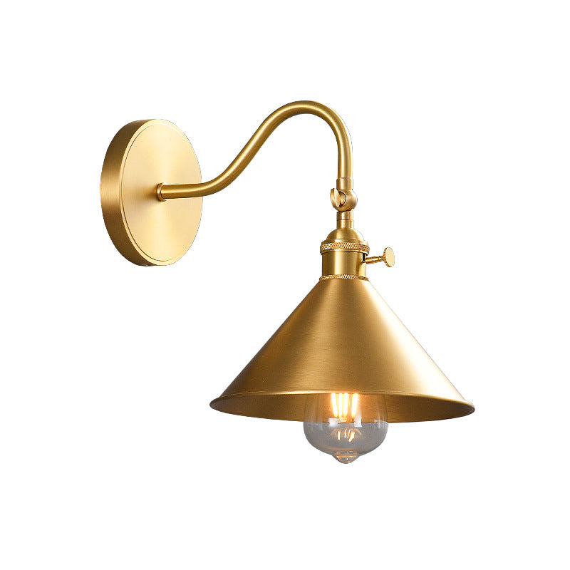 Conical Round Bent Brass Wall Lamp