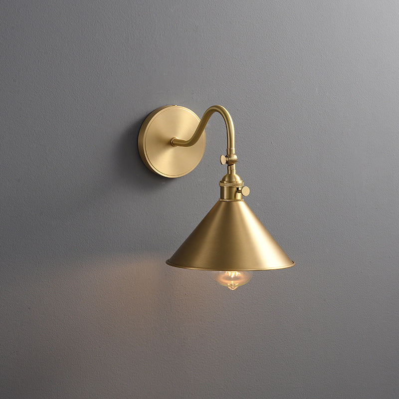 Conical Round Bent Brass Wall Lamp