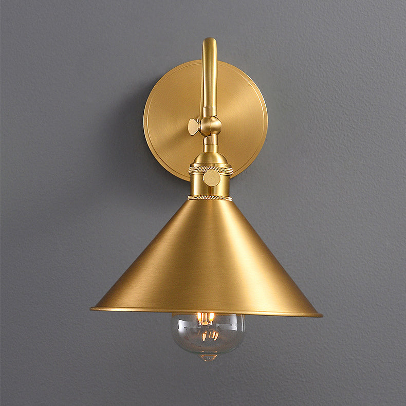 Conical Round Bent Brass Wall Lamp