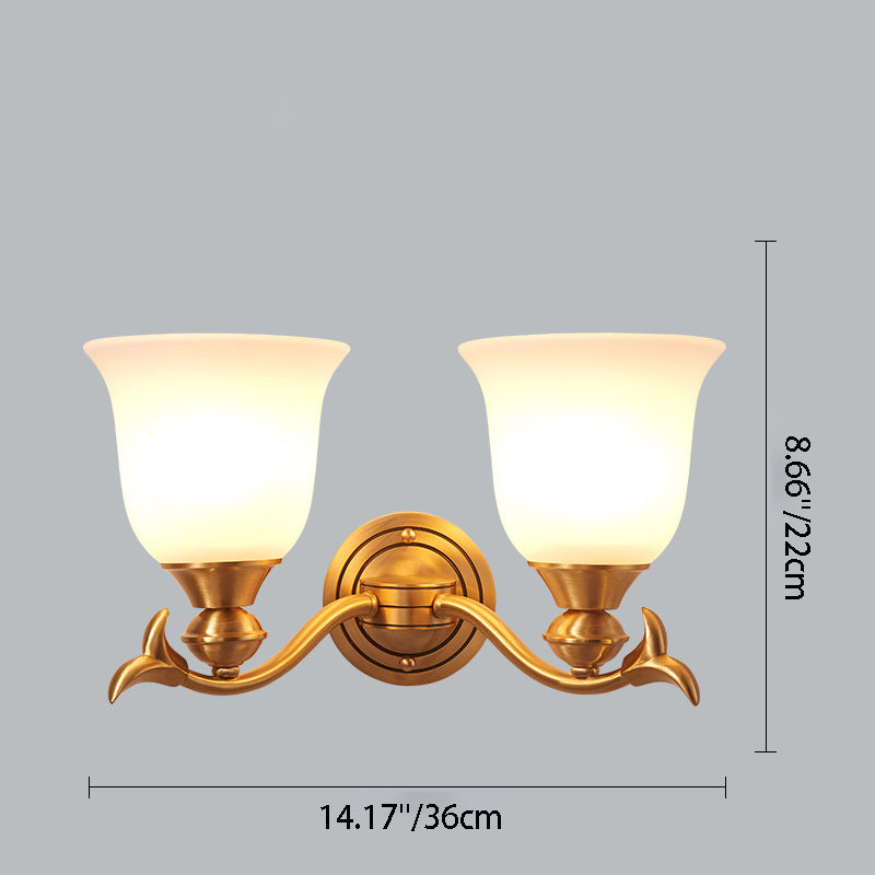 Round Leaf Glass Brass Wall Lamp