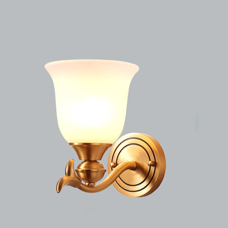 Round Leaf Glass Brass Wall Lamp