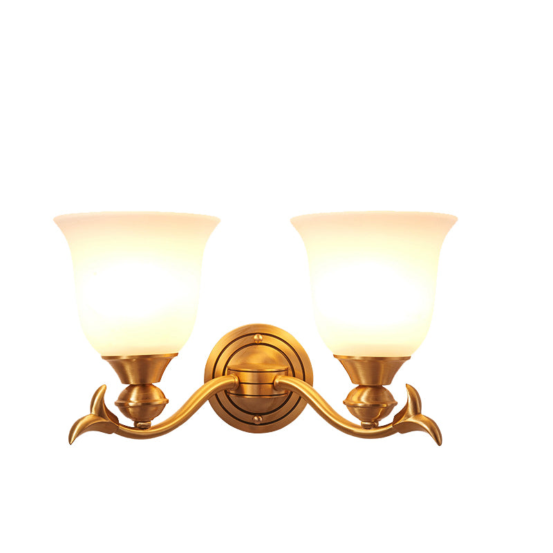 Round Leaf Glass Brass Wall Lamp