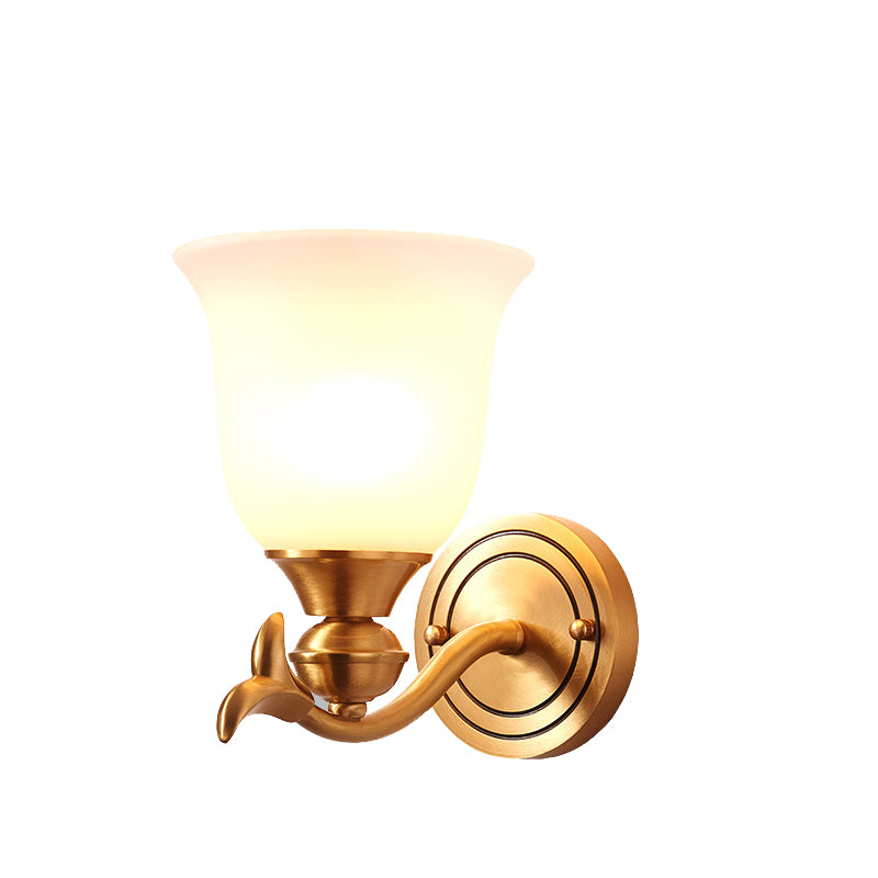 Round Leaf Glass Brass Wall Lamp