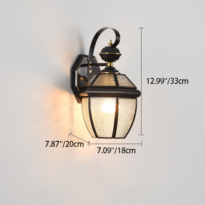 Hexagon Round Glass Brass Outdoor Light