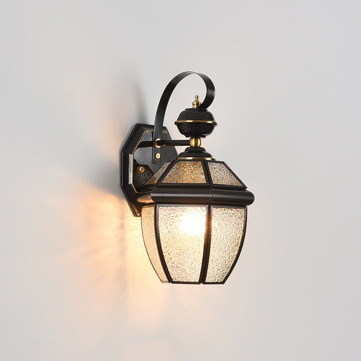 Hexagon Round Glass Brass Outdoor Light