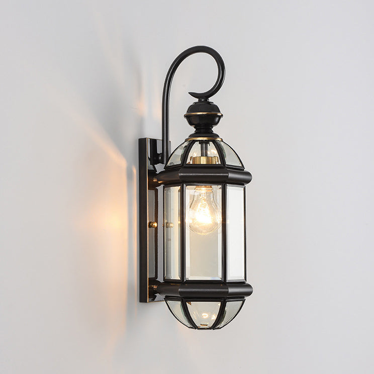 Hexagon Round Glass Brass Outdoor Light