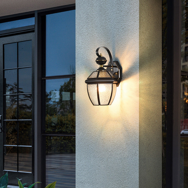Hexagon Round Glass Brass Outdoor Light