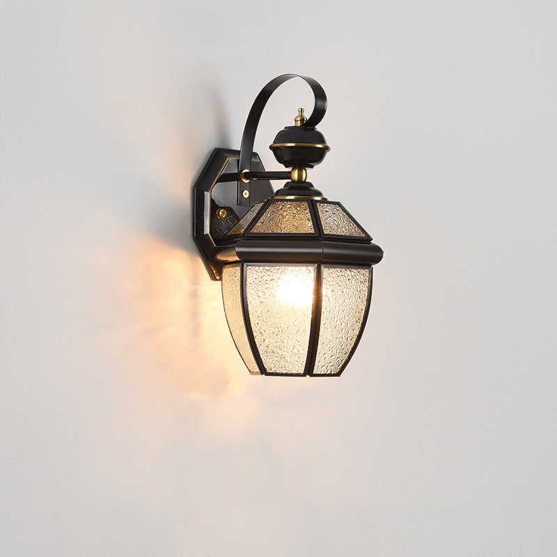 Hexagon Round Glass Brass Outdoor Light