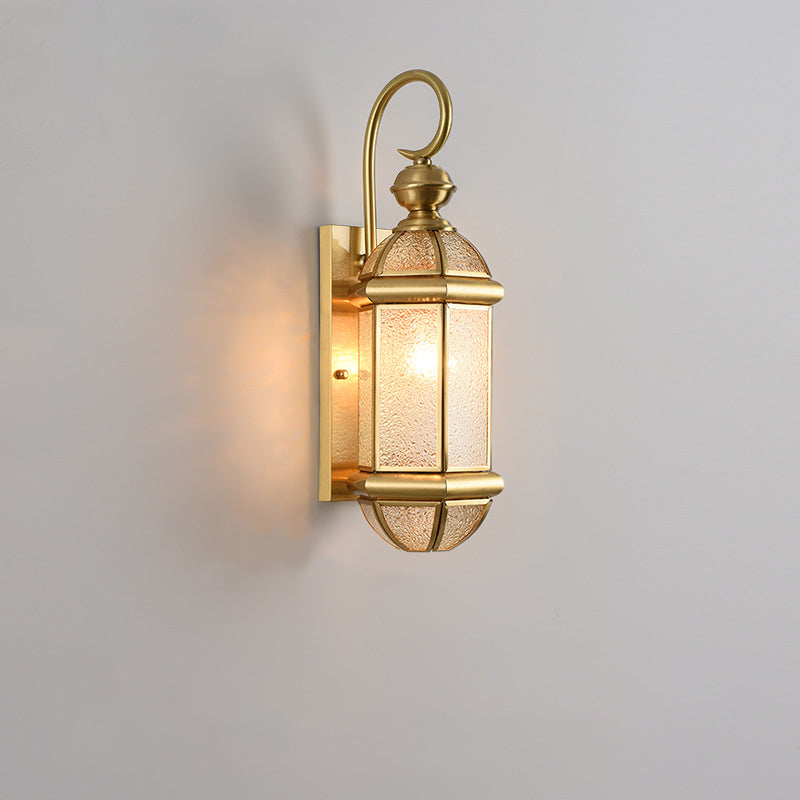 Hexagon Round Glass Brass Outdoor Light