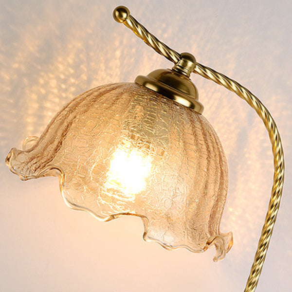 Floral Oval Curved Glass Table Lamp