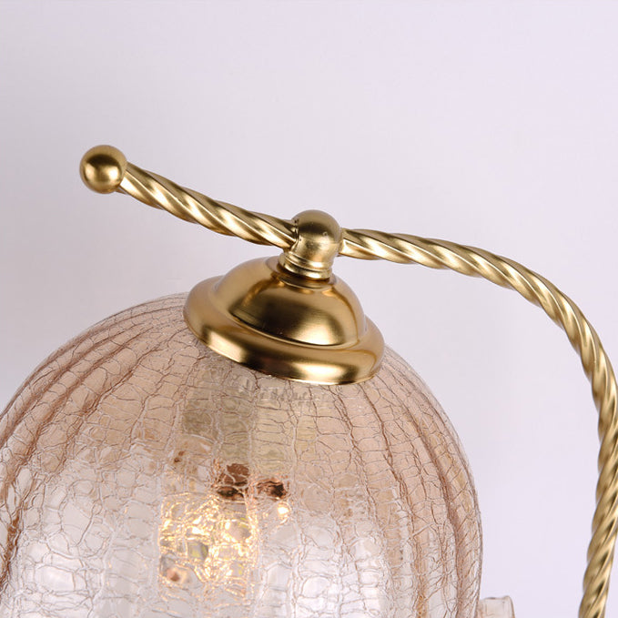 Floral Oval Curved Glass Table Lamp