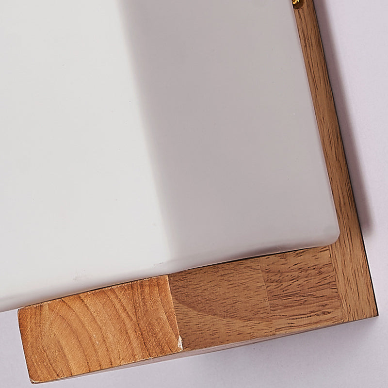 Rectangle Glass Wood Living Wall Lamp
