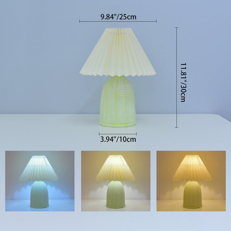 Scalloped Cylinder Round Fabric Table Lamp