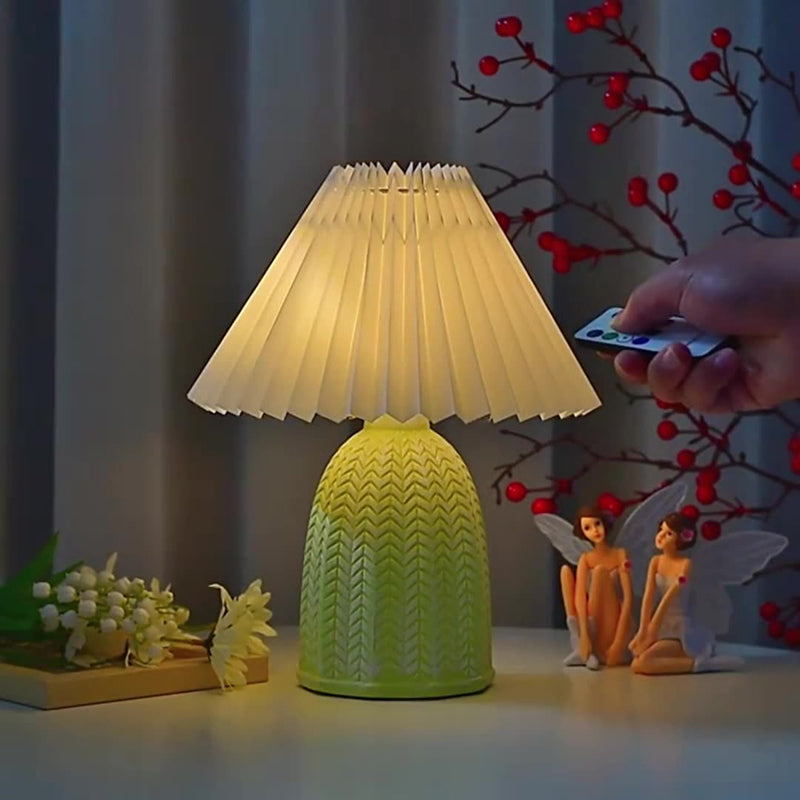 Scalloped Cylinder Round Fabric Table Lamp