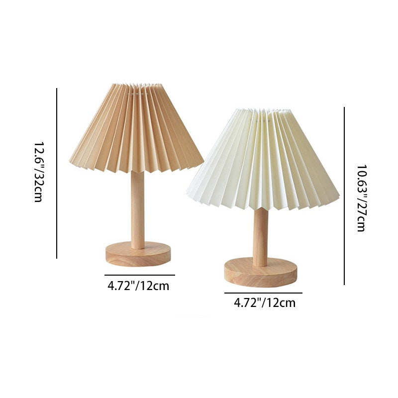 Pleated Fan Round Fabric Table Lamp