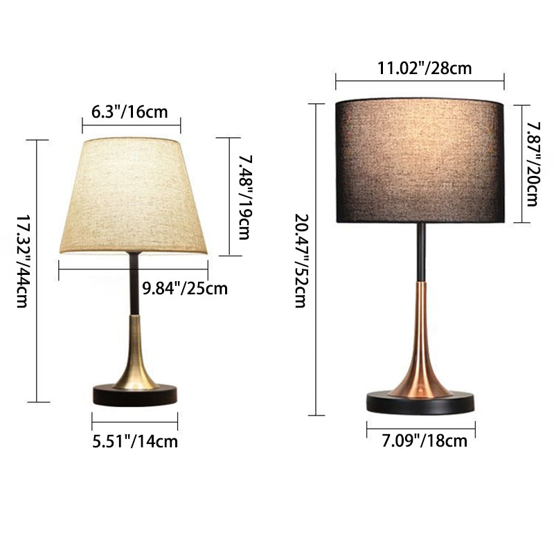 Tapered Round Fabric Iron Table Lamp
