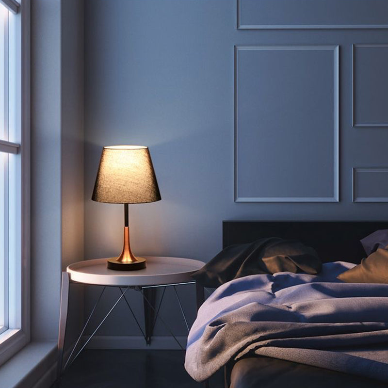 Tapered Round Fabric Iron Table Lamp