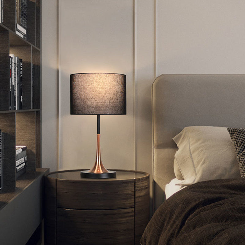 Tapered Round Fabric Iron Table Lamp
