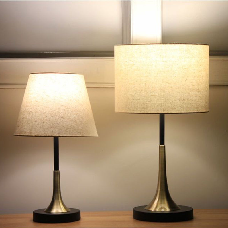 Tapered Round Fabric Iron Table Lamp