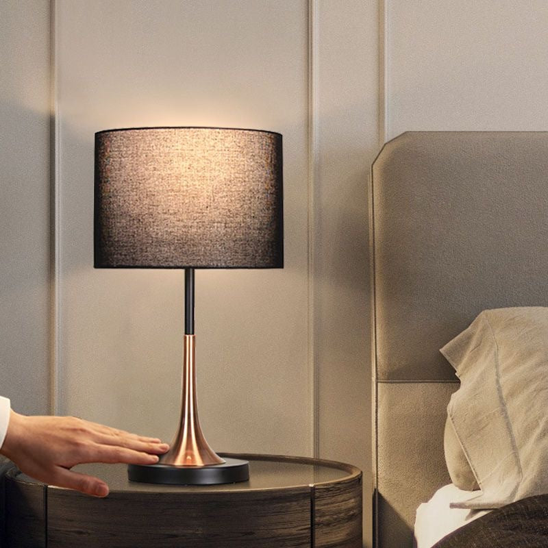 Tapered Round Fabric Iron Table Lamp