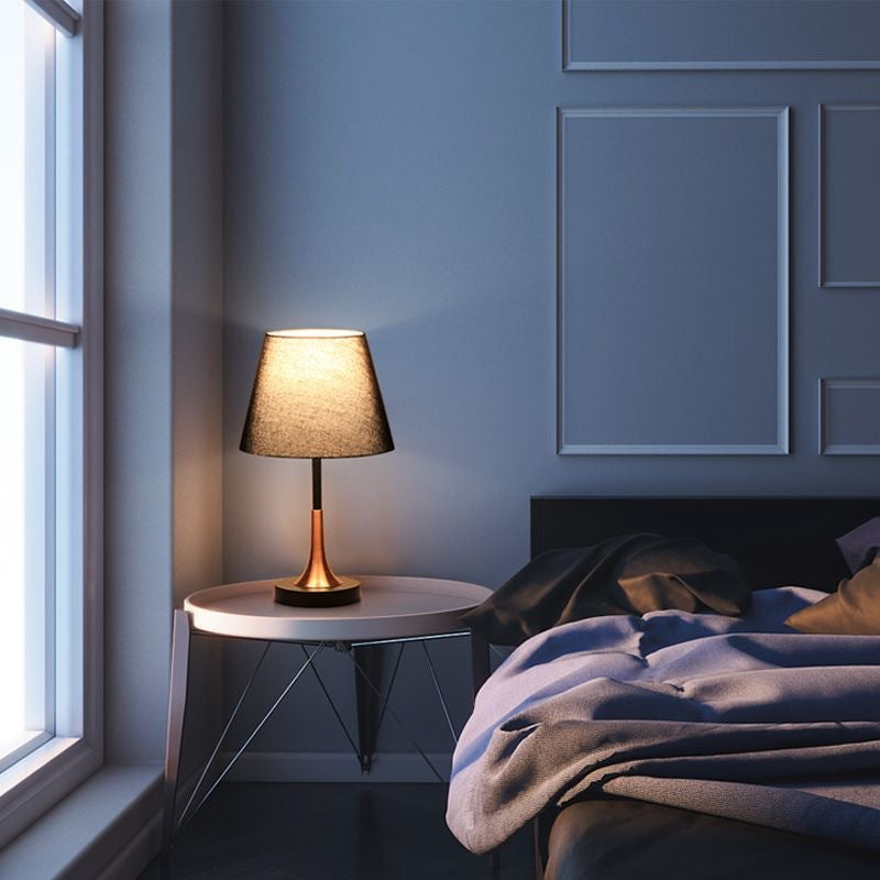 Tapered Round Fabric Iron Table Lamp