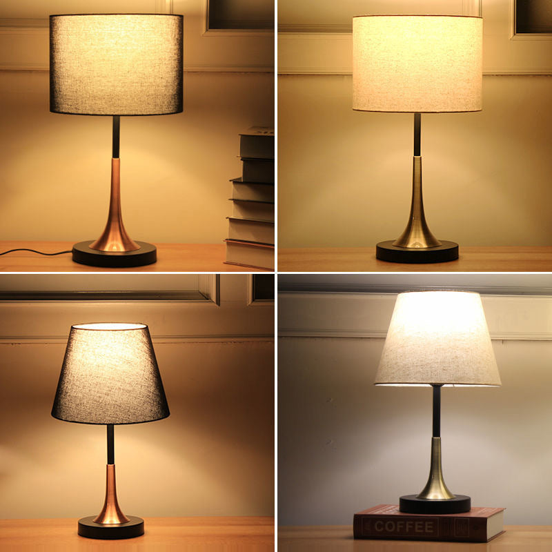 Tapered Round Fabric Iron Table Lamp