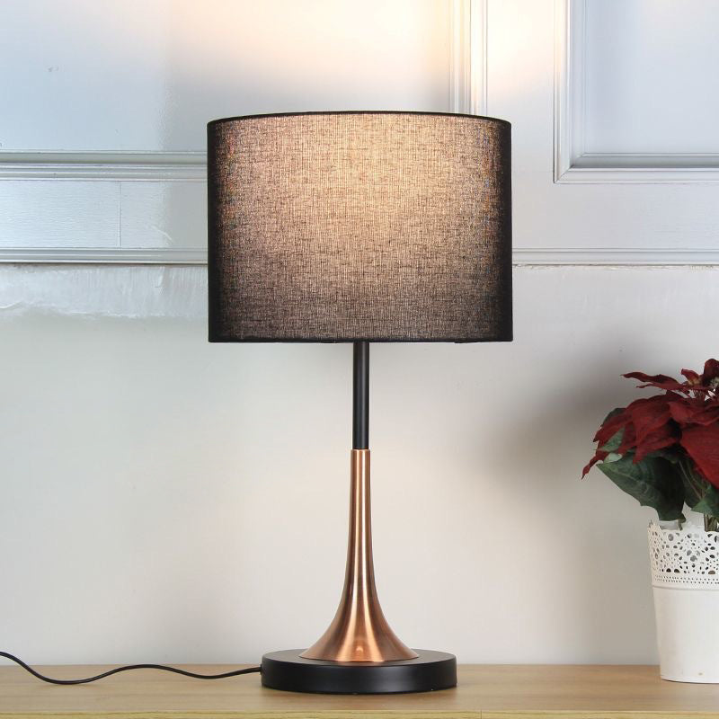 Tapered Round Fabric Iron Table Lamp