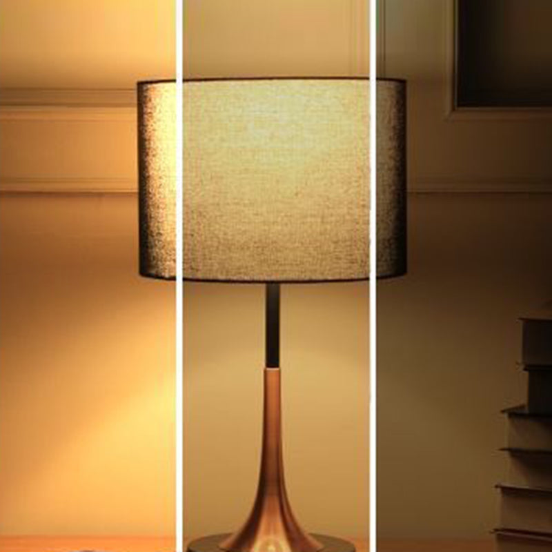 Tapered Round Fabric Iron Table Lamp
