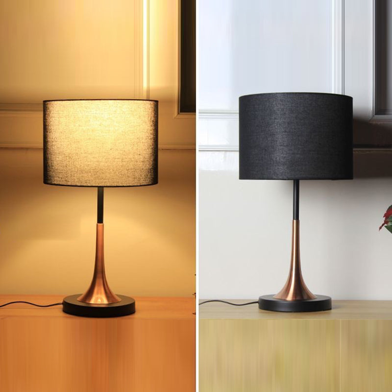 Tapered Round Fabric Iron Table Lamp