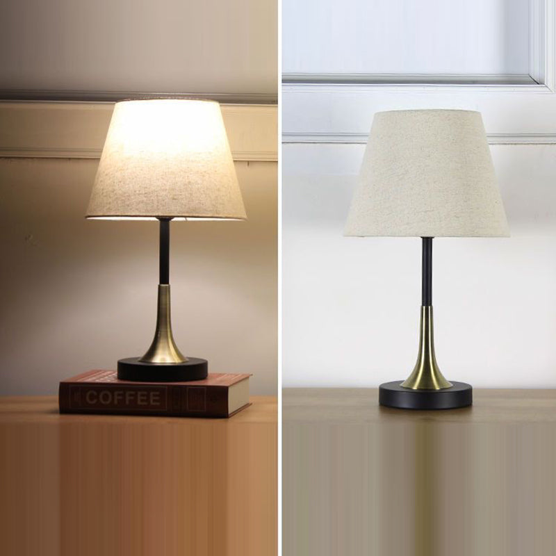 Tapered Round Fabric Iron Table Lamp