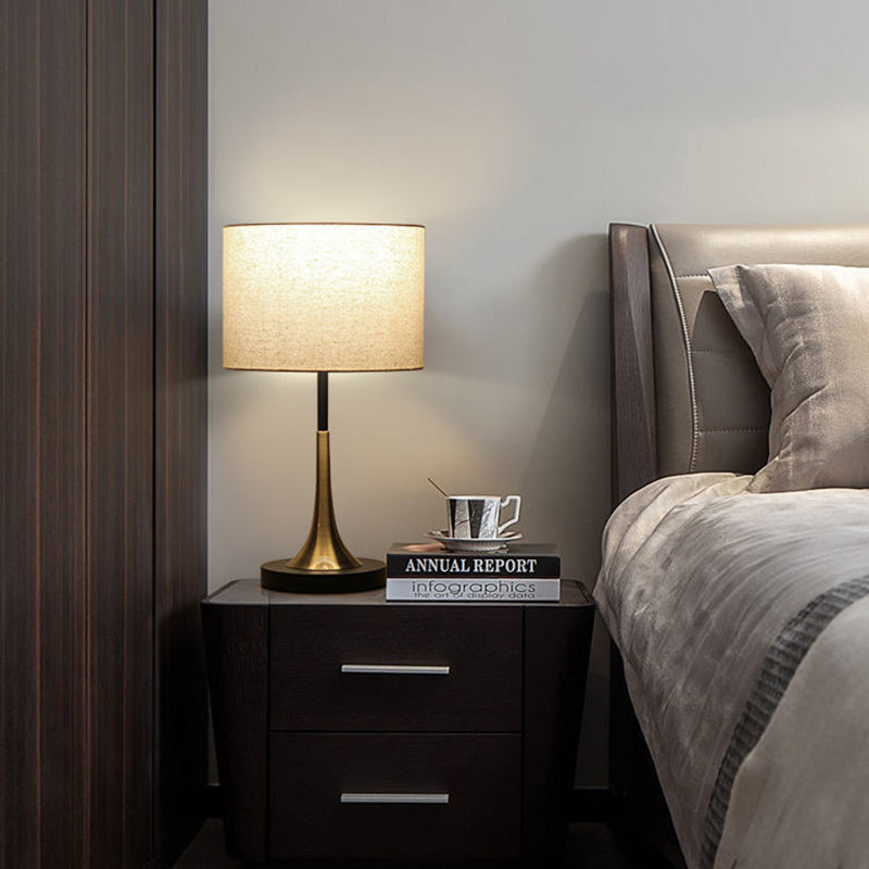 Tapered Round Fabric Iron Table Lamp