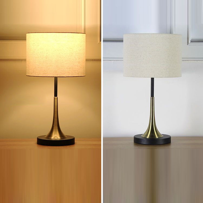 Tapered Round Fabric Iron Table Lamp